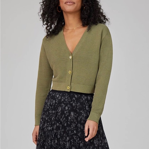 Light Cropped Cardigan in Sage Forset